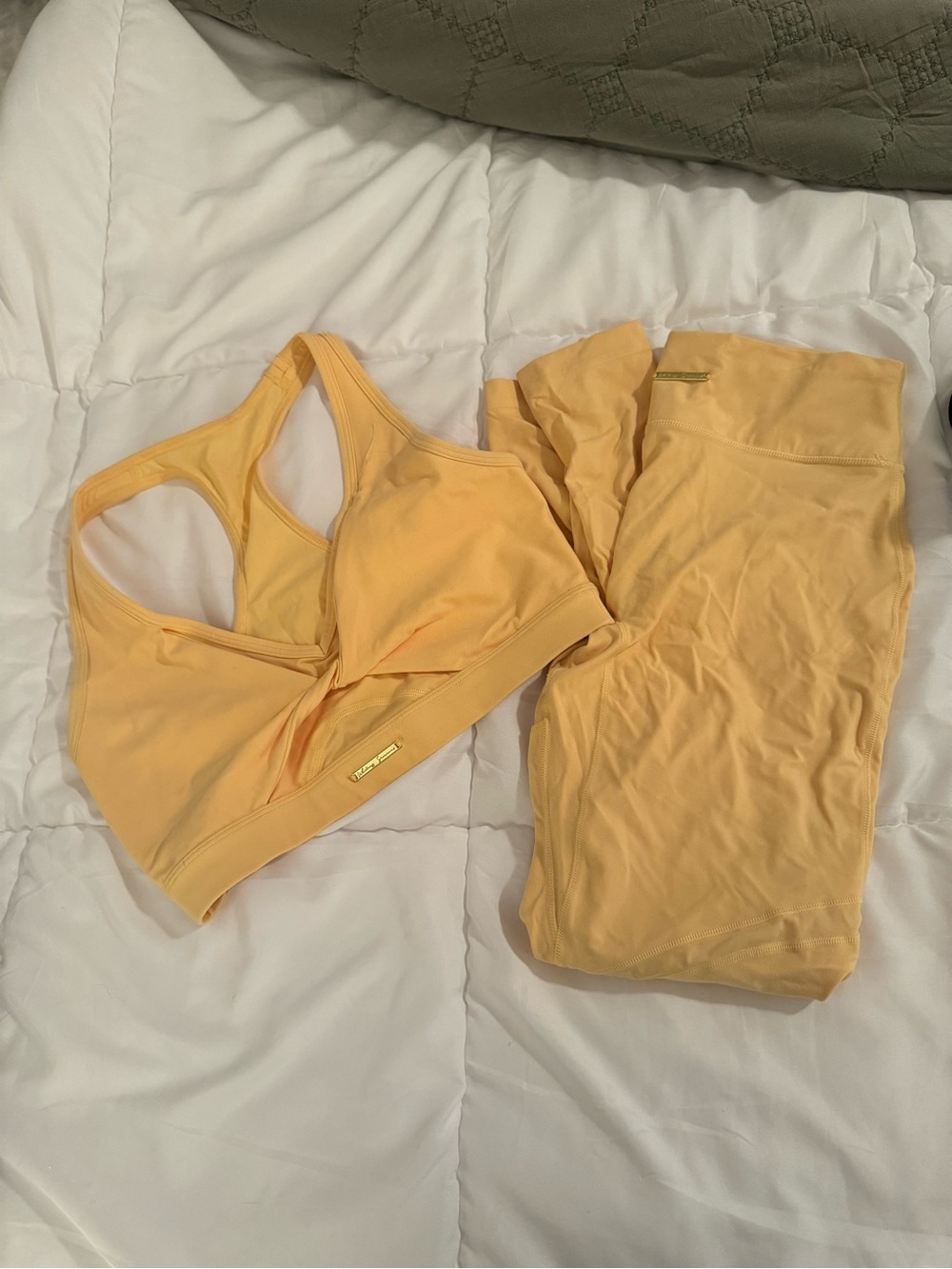 Gymshark Yellow Sports Bra and High-Waist Leggings Set